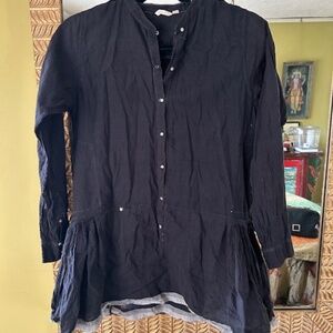 Injiri black cotton blouse with peplum - 38